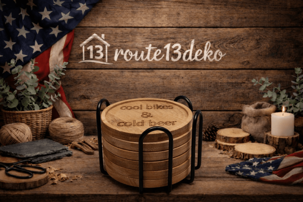 6x Holzuntersetzer mit Spruch - cool bikes&cold beer - route13deko