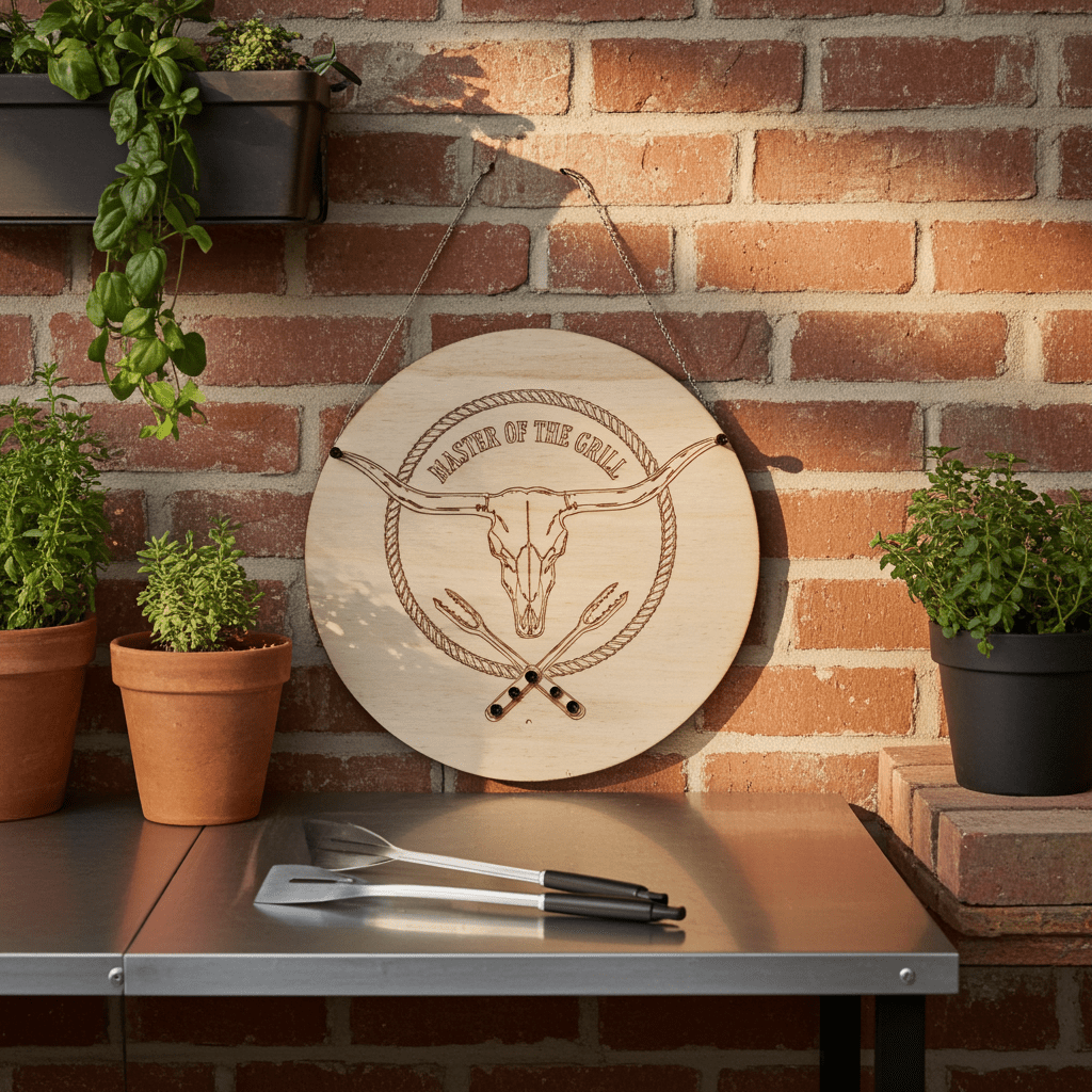 BBQ Holzschild Motiv Longhorn - route13deko