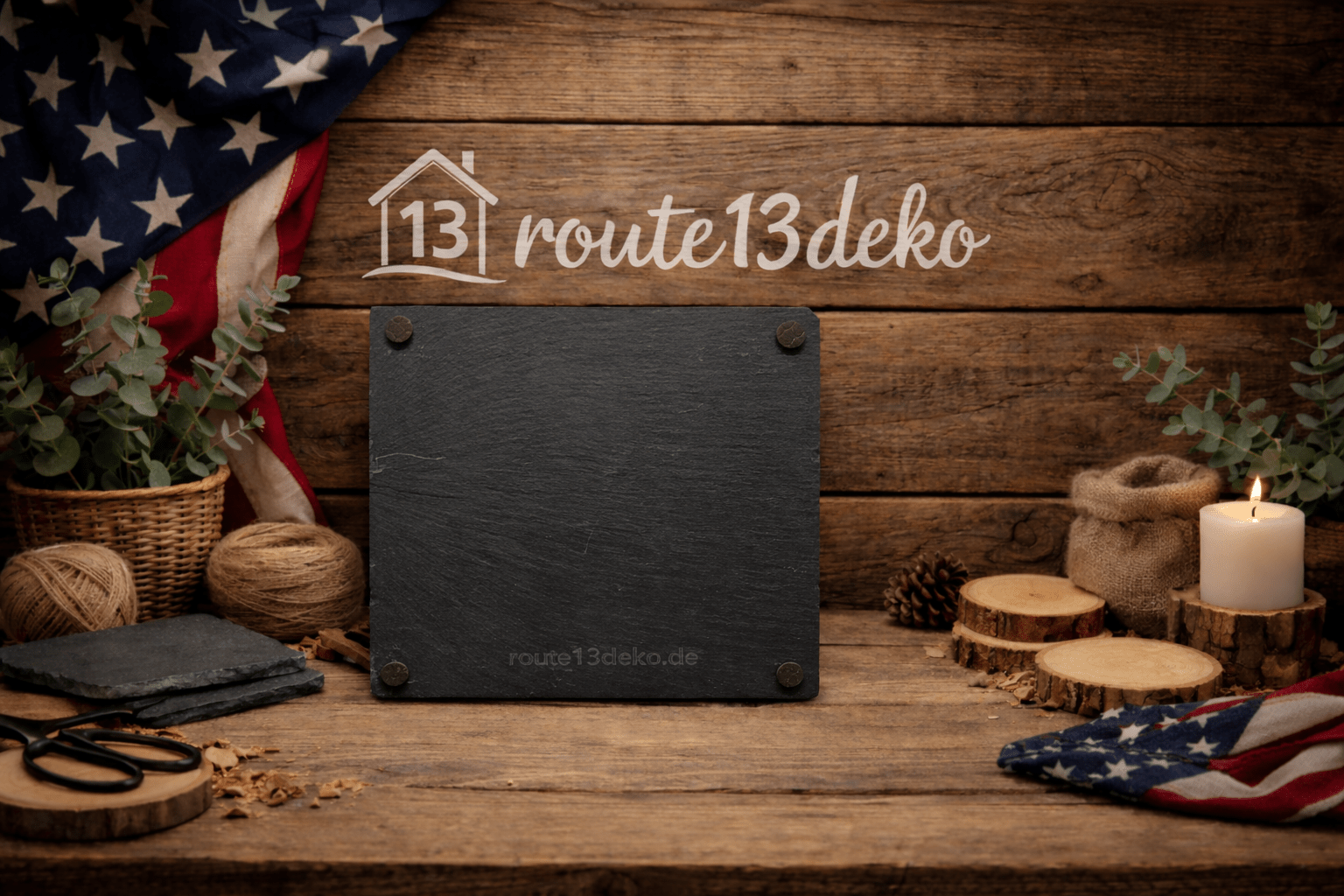 Gravierte Schieferplatte Motiv Longhorn BBQ 25x25cm - route13deko