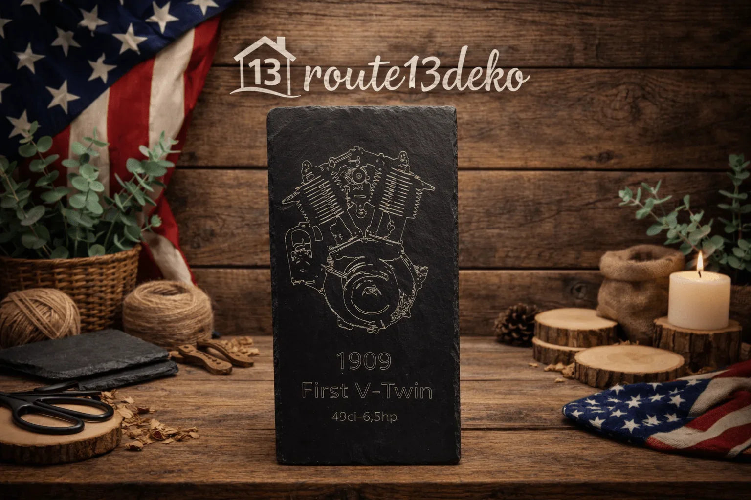 Gravierter Schiefer "First V - Twin" - route13deko