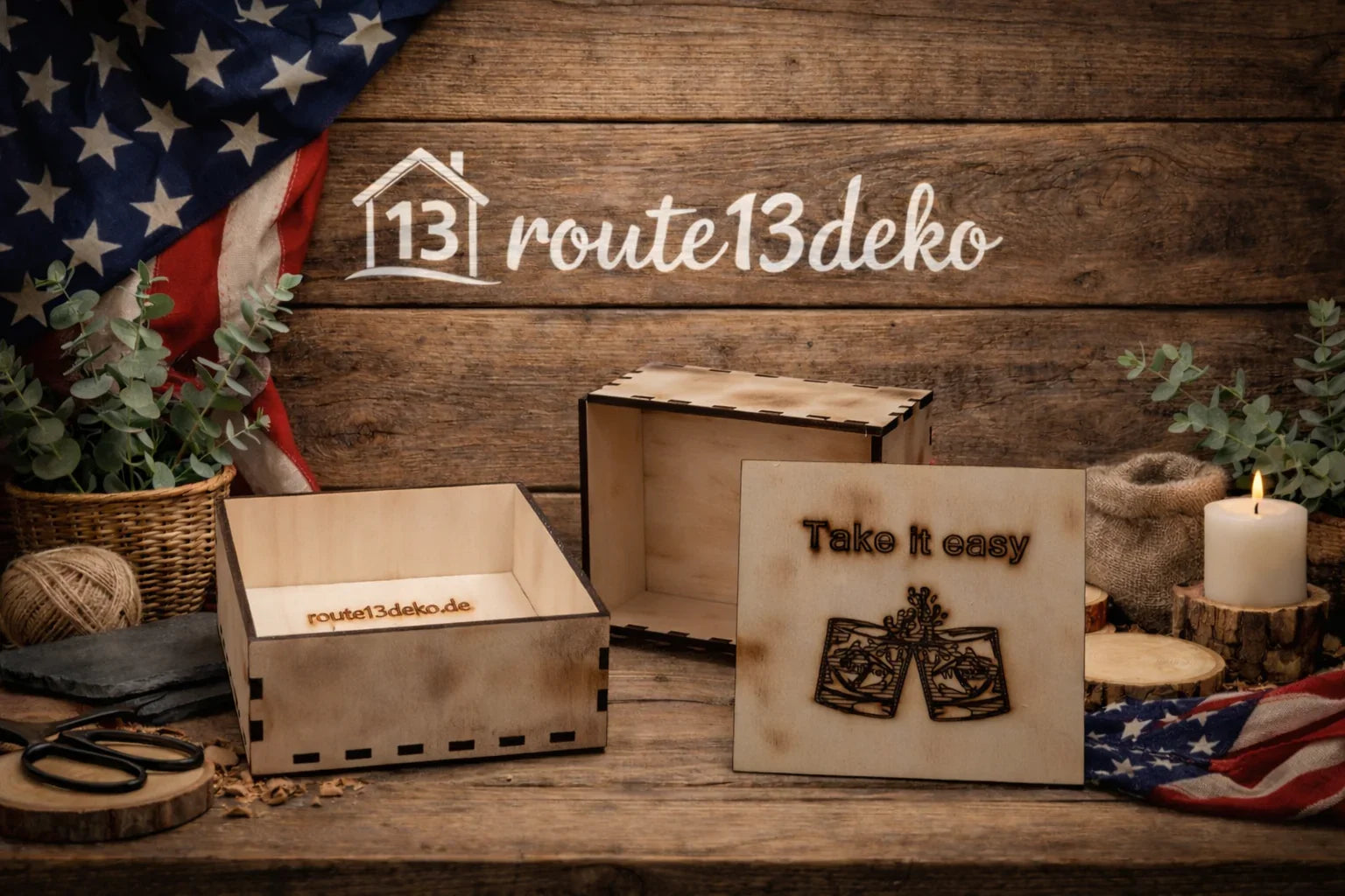 Schieferuntersetzer Take it Easy 4er Set mit Box