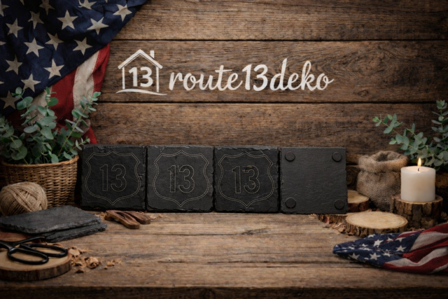 Schieferuntersetzer Route13 4er Set