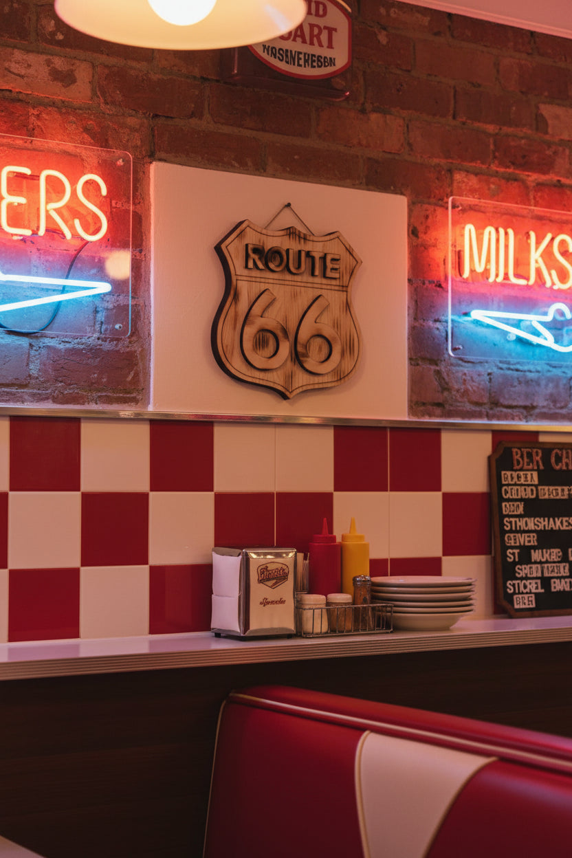 Route66 Schild 3D aus  Holz