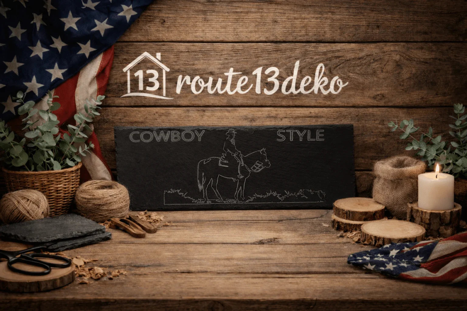 Schiefer Graviert "Cowboy Style" - route13deko