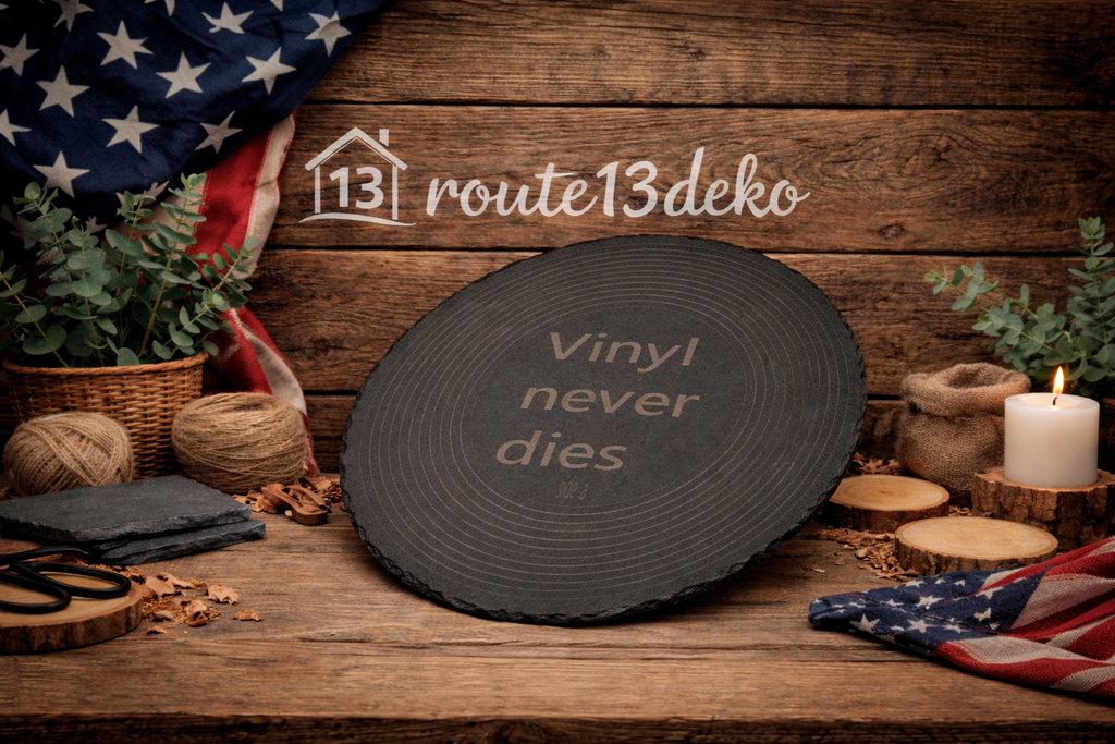 Schieferplatte als Vinyl LP Vinyl never dies