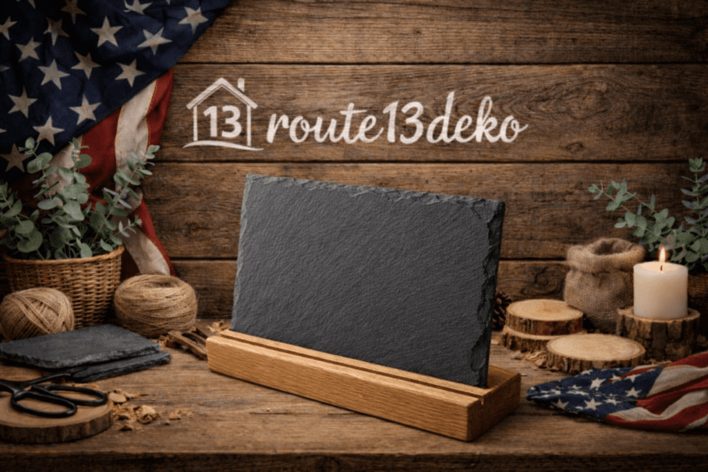 Schiefer/Holz - Ständer aus Holz - route13deko