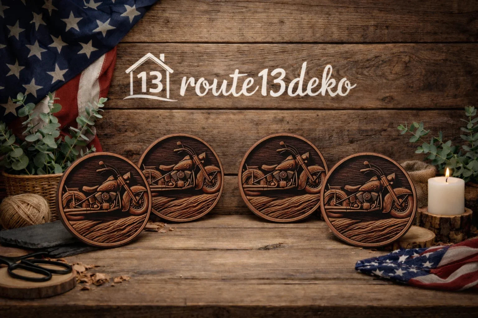 Holzuntersetzer Motorräder Epoxidharz 10cm 