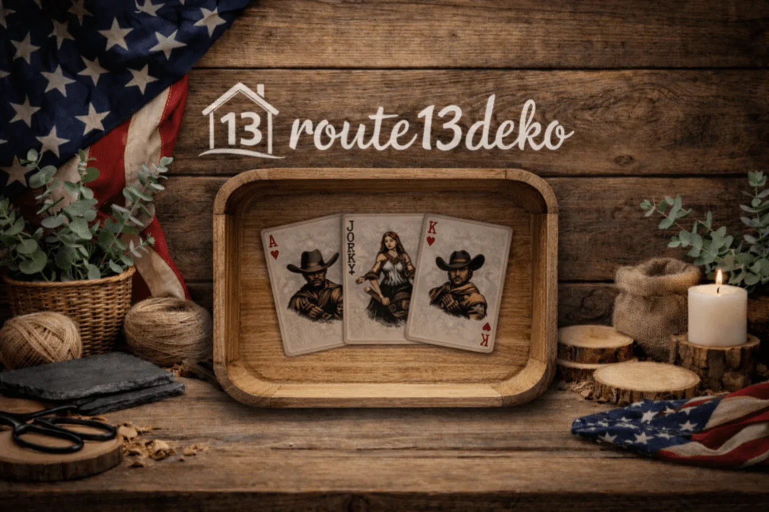 Westernkarten Tablett in Epoxidharz - route13deko